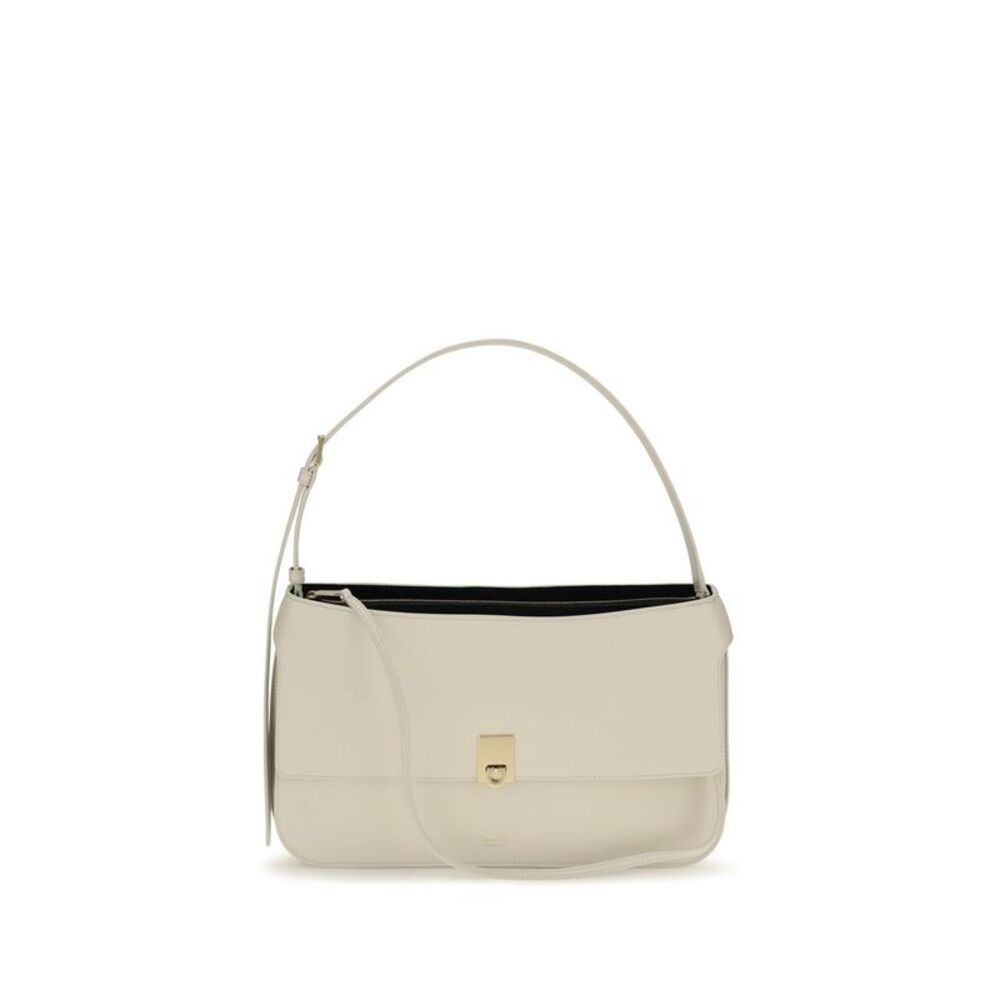 Ferragamo Beige Calf Leather Bos Taurus Shoulder Women's Bag